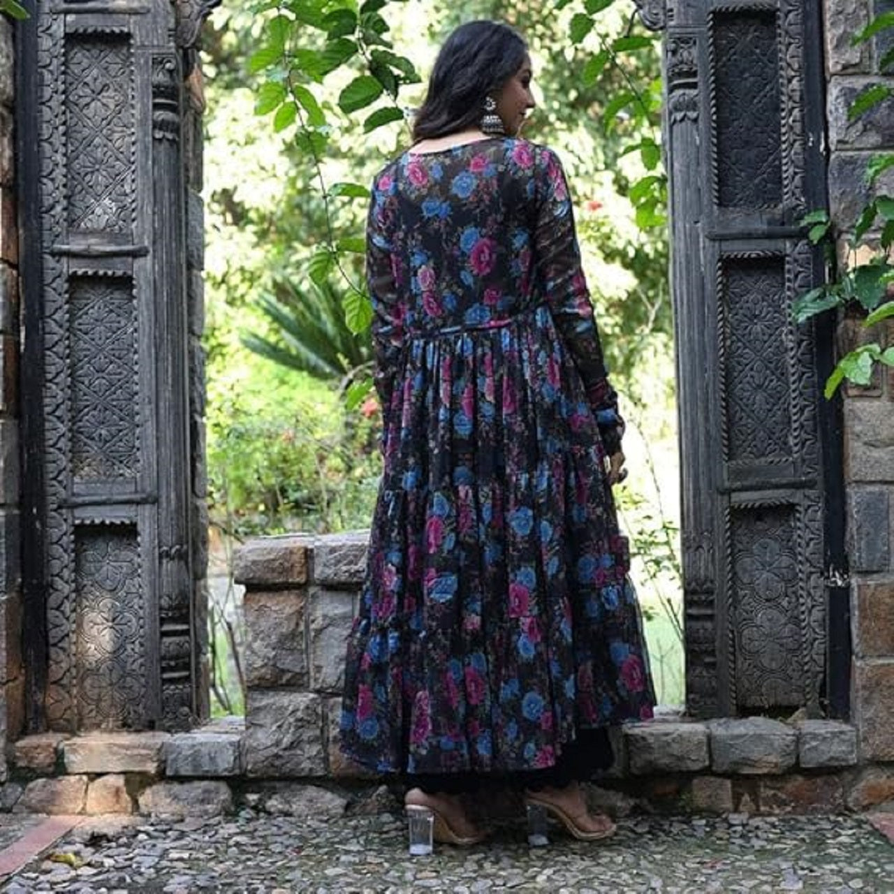 Fancy Design Floral print Fox Georgette shrug With Maxi - Image 4