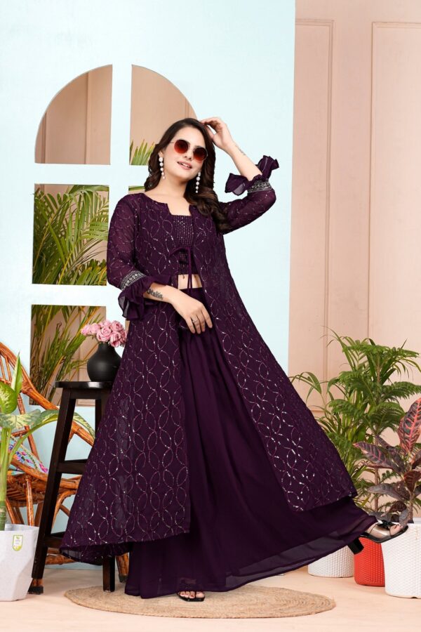 Midnight Bloom: Embroidered Layered Set