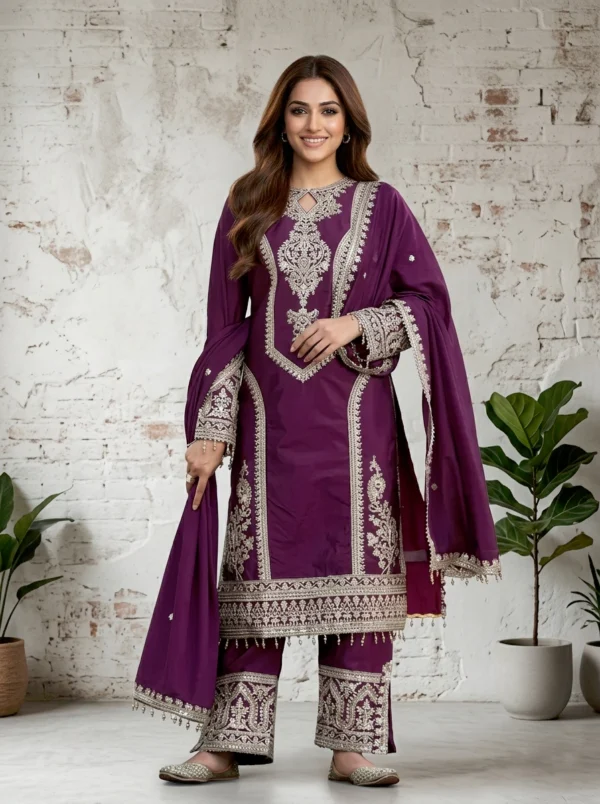 Plum Royale: Embroidered Elegance