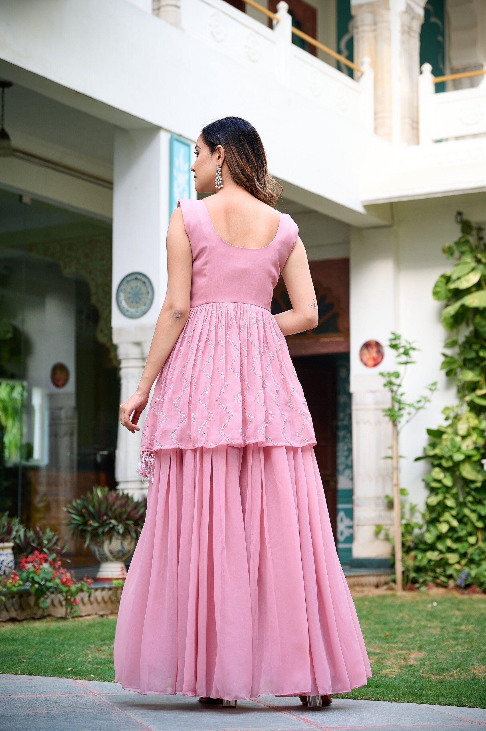 Fancy Womens Ethnics Pink Anarkali Kurtaset With Dupatta - Image 8