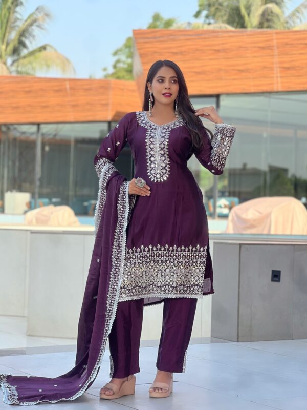 Women’s Premium Embroidered Velvet Straight Suit Set with Dupatta