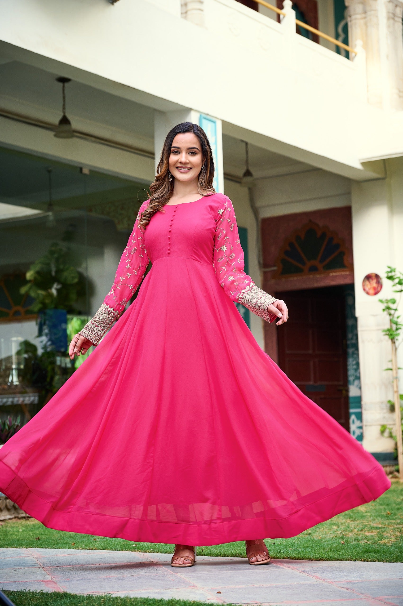 Womens Ethnics Rani Anarkali Kurtaset With Dupatta - Image 6