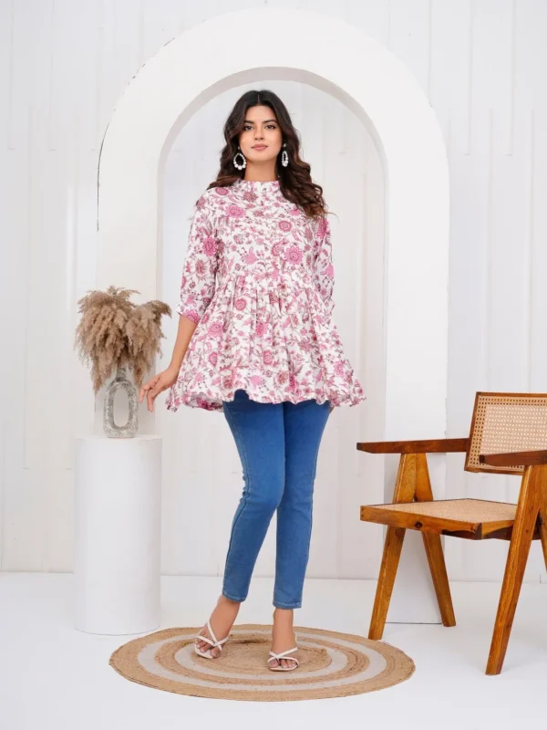 Modern Printed Cotton Tunic Top for Women – Lightweight & Breathable Style