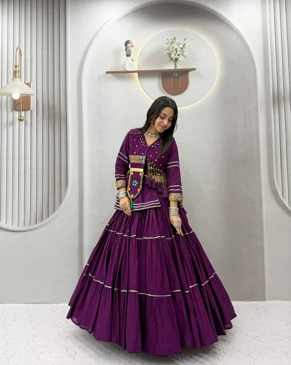 Navratri Special Wine Color Hand Work Lehenga Choli with Koti